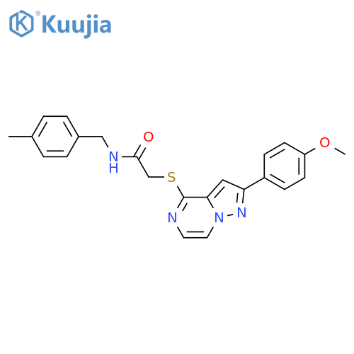 2-{[2-(4-methoxyphenyl)pyrazolo[1,5-a]pyrazin-4-yl]sulfanyl}-N-[(4-methylphenyl)methyl]acetamide structure