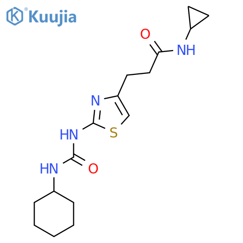 3-{2-[(cyclohexylcarbamoyl)amino]-1,3-thiazol-4-yl}-N-cyclopropylpropanamide structure