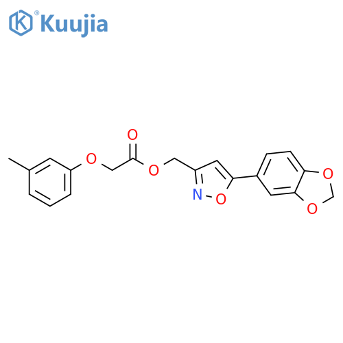[5-(2H-1,3-benzodioxol-5-yl)-1,2-oxazol-3-yl]methyl 2-(3-methylphenoxy)acetate structure