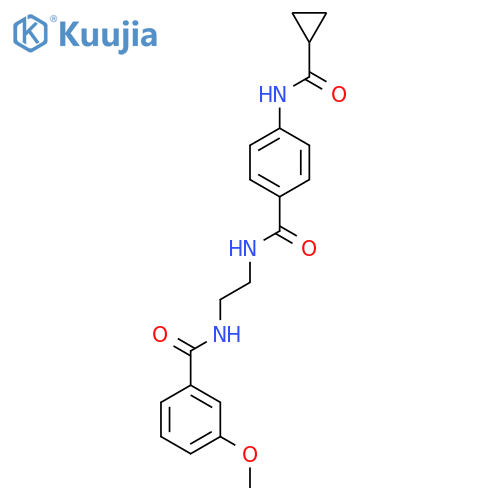 4-cyclopropaneamido-N-{2-[(3-methoxyphenyl)formamido]ethyl}benzamide structure