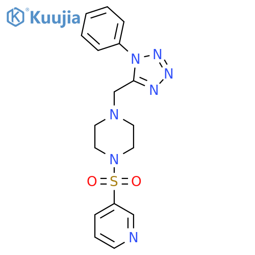 1-[(1-phenyl-1H-1,2,3,4-tetrazol-5-yl)methyl]-4-(pyridine-3-sulfonyl)piperazine structure