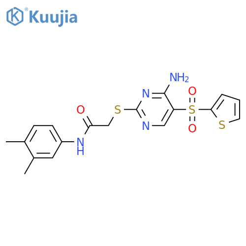 2-{[4-amino-5-(thiophene-2-sulfonyl)pyrimidin-2-yl]sulfanyl}-N-(3,4-dimethylphenyl)acetamide structure