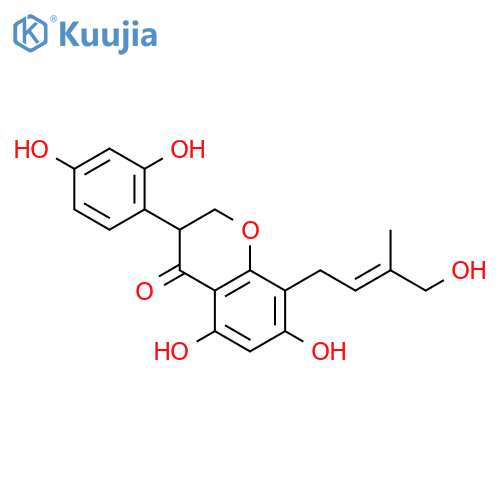 4H-1-Benzopyran-4-one,3-(2,4-dihydroxyphenyl)- 2,3-dihydro-5,7-dihydroxy-8-(4- hydroxy-3-methyl-2-butenyl)- structure