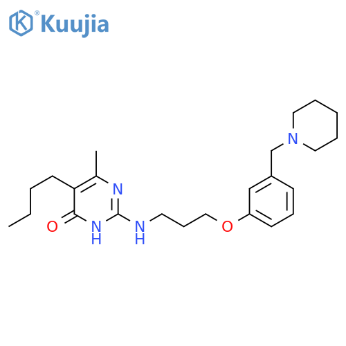 4(3H)-Pyrimidinone,5-butyl-6-methyl-2-[[3-[3-(1-piperidinylmethyl)phenoxy]propyl]amino]- structure