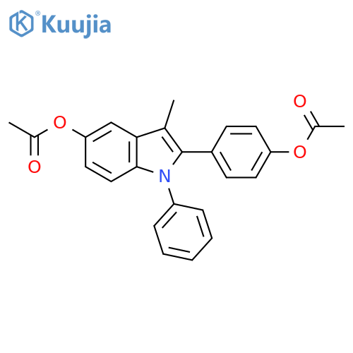 1H-Indol-5-ol, 2-[4-(acetyloxy)phenyl]-3-methyl-1-phenyl-, acetate (ester) structure