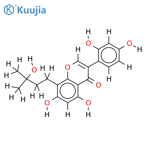 2',4',5,7-tetrahydroxy-8-(3-hydroxy-3-methylbutyl)isoflavone structure