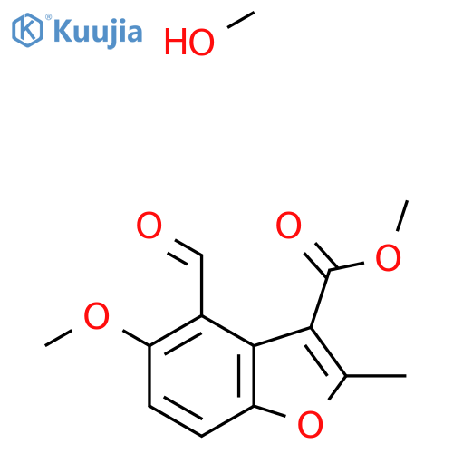 methanol; methyl 4-formyl-5-methoxy-2-methyl-1-benzofuran-3-carboxylate structure