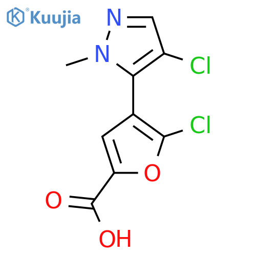 5-Chloro-4-(4-chloro-1-methyl-1H-pyrazol-5-yl)furan-2-carboxylic acid structure