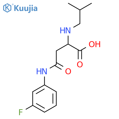 3-[(3-fluorophenyl)carbamoyl]-2-[(2-methylpropyl)amino]propanoic acid structure