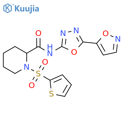 N-[5-(1,2-oxazol-5-yl)-1,3,4-oxadiazol-2-yl]-1-(thiophene-2-sulfonyl)piperidine-2-carboxamide structure