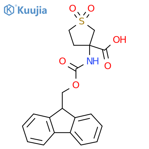 3-({[(9H-fluoren-9-yl)methoxy]carbonyl}amino)-1,1-dioxo-1lambda6-thiolane-3-carboxylic acid structure