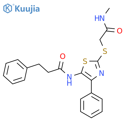 N-(2-{[(methylcarbamoyl)methyl]sulfanyl}-4-phenyl-1,3-thiazol-5-yl)-3-phenylpropanamide structure