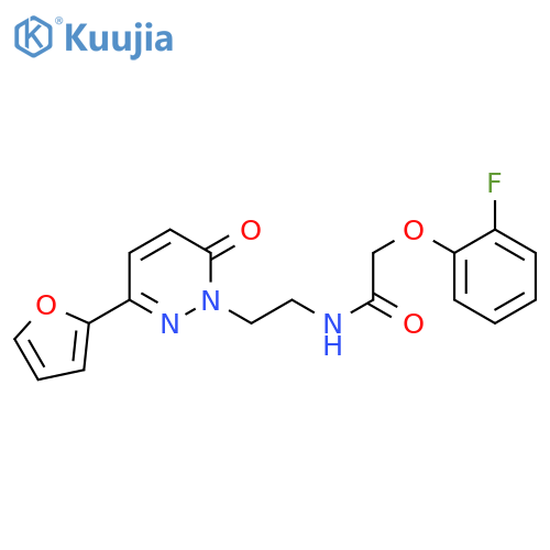2-(2-fluorophenoxy)-N-{2-[3-(furan-2-yl)-6-oxo-1,6-dihydropyridazin-1-yl]ethyl}acetamide structure