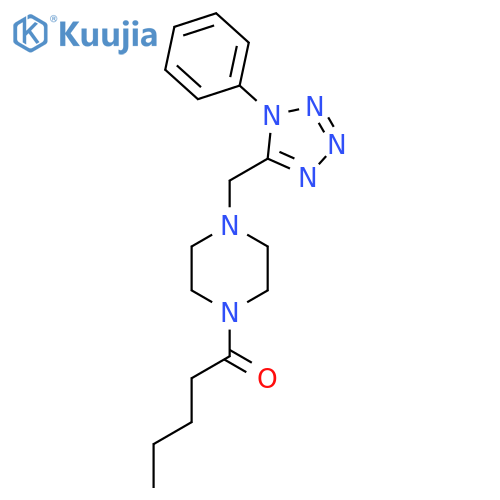 1-{4-[(1-phenyl-1H-1,2,3,4-tetrazol-5-yl)methyl]piperazin-1-yl}pentan-1-one structure