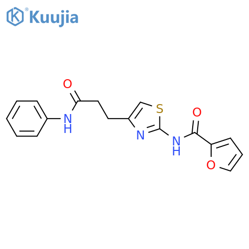 N-{4-[2-(phenylcarbamoyl)ethyl]-1,3-thiazol-2-yl}furan-2-carboxamide structure