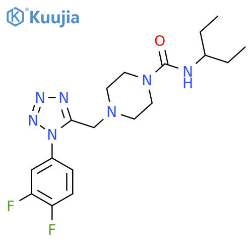 4-{[1-(3,4-difluorophenyl)-1H-1,2,3,4-tetrazol-5-yl]methyl}-N-(pentan-3-yl)piperazine-1-carboxamide structure