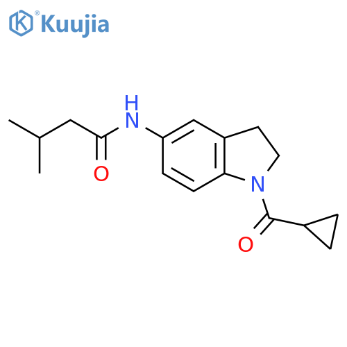 N-(1-cyclopropanecarbonyl-2,3-dihydro-1H-indol-5-yl)-3-methylbutanamide structure
