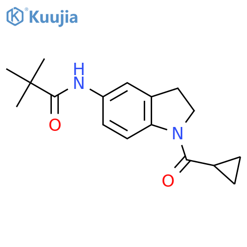 N-(1-cyclopropanecarbonyl-2,3-dihydro-1H-indol-5-yl)-2,2-dimethylpropanamide structure