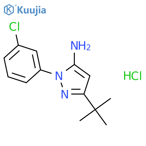 5-tert-butyl-2-(3-chlorophenyl)pyrazol-3-amine;hydrochloride structure