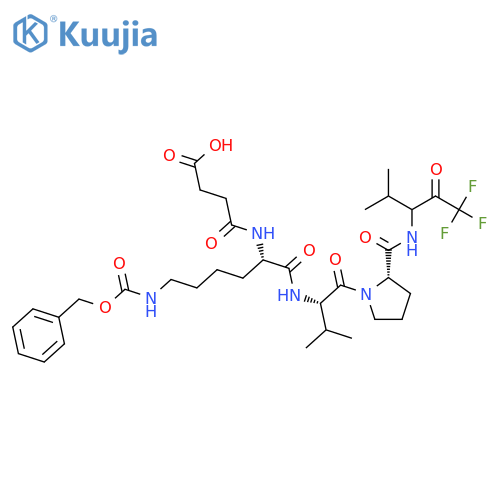 L-Prolinamide, N2-(3-carboxy-1-oxopropyl)-N6-[(phenylmethoxy)carbonyl]-L-lysyl-L-valyl- N-[3,3,3-trifluoro-1-(1-methylethyl)-2-oxopropyl]- structure