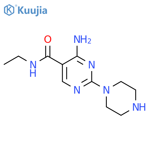 5-Pyrimidinecarboxamide, 4-amino-N-ethyl-2-(1-piperazinyl)- structure