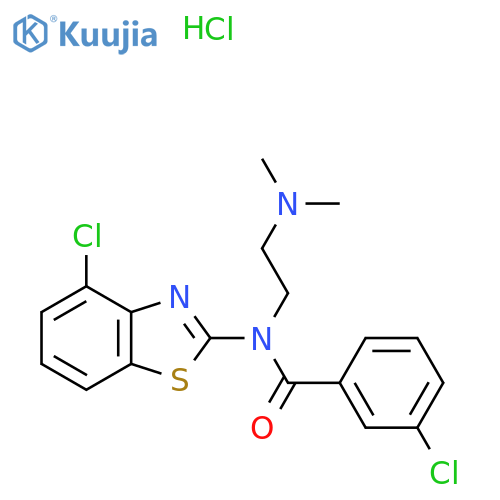 3-chloro-N-(4-chloro-1,3-benzothiazol-2-yl)-N-[2-(dimethylamino)ethyl]benzamide hydrochloride structure