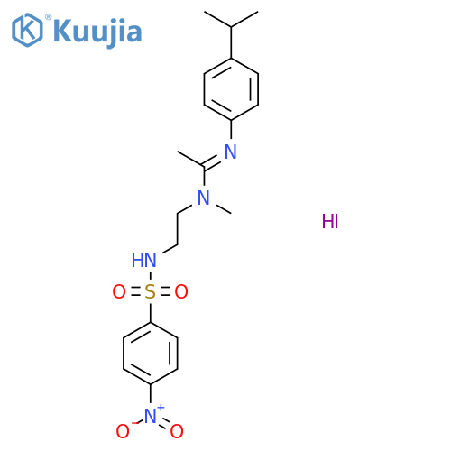 N-methyl-N-[2-(4-nitrobenzenesulfonamido)ethyl]-N'-[4-(propan-2-yl)phenyl]ethenimidamide hydroiodide structure
