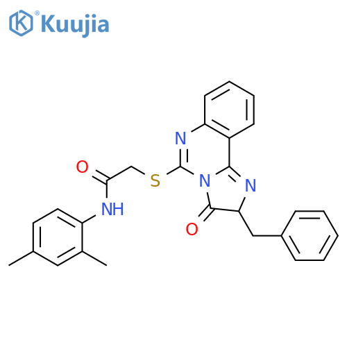 2-({2-benzyl-3-oxo-2H,3H-imidazo[1,2-c]quinazolin-5-yl}sulfanyl)-N-(2,4-dimethylphenyl)acetamide structure