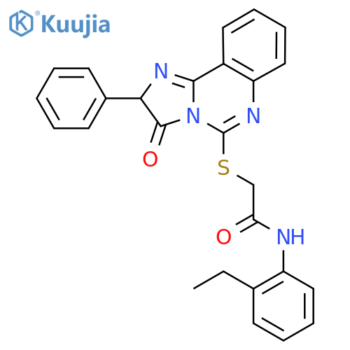 N-(2-ethylphenyl)-2-({3-oxo-2-phenyl-2H,3H-imidazo[1,2-c]quinazolin-5-yl}sulfanyl)acetamide structure