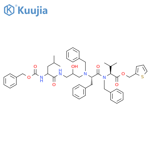L-Valine, N-[N-[2-hydroxy-3-[[4-methyl-1-oxo-2-[[(phenylmethoxy)carbonyl]amino]pentyl]amino]propyl]-N-(phenylmethyl)-L-phenylalanyl]-N-(phenylmethyl)-, 2-thienylmethyl ester (9CI) structure