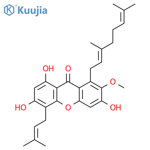 9H-Xanthen-9-one, 1-[(2E)-3,7-dimethyl-2,6-octadien-1-yl]-3,6,8-trihydroxy-2-methoxy-5-(3-methyl-2-buten-1-yl)- structure