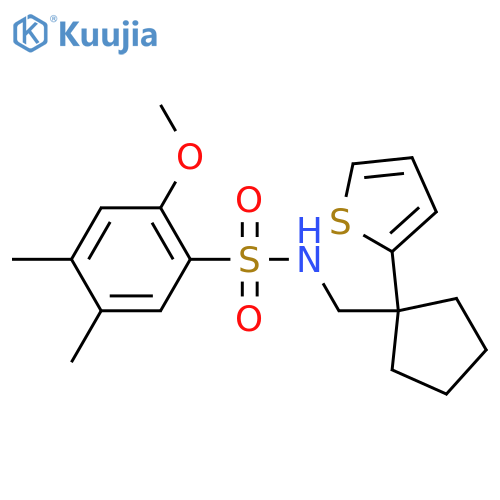 2-methoxy-4,5-dimethyl-N-{[1-(thiophen-2-yl)cyclopentyl]methyl}benzene-1-sulfonamide structure