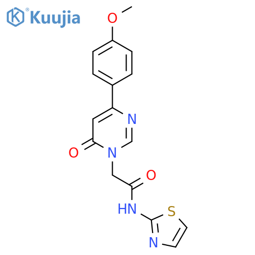 2-[4-(4-methoxyphenyl)-6-oxo-1,6-dihydropyrimidin-1-yl]-N-(1,3-thiazol-2-yl)acetamide structure