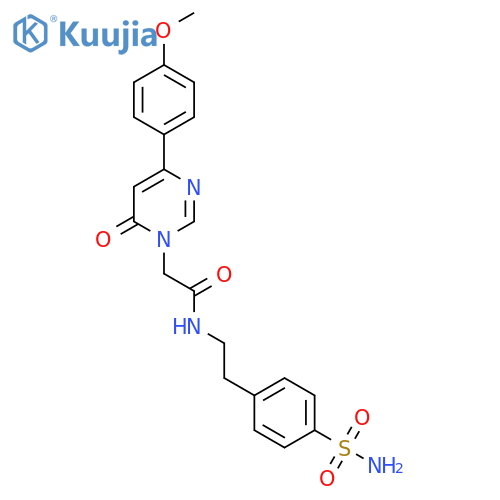2-[4-(4-methoxyphenyl)-6-oxo-1,6-dihydropyrimidin-1-yl]-N-[2-(4-sulfamoylphenyl)ethyl]acetamide structure