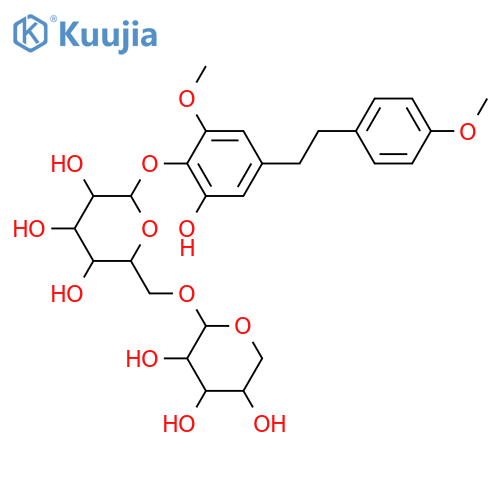 1-(4-Hydroxyphenyl)-2-(3,4,5-trihydroxyphenyl)ethane; 3,4'-Di-Me ether, 4-O-[β-D-xylopyranosyl-(1→6)-β-D-glucopyranoside] structure