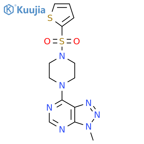 1-{3-methyl-3H-[1,2,3]triazolo[4,5-d]pyrimidin-7-yl}-4-(thiophene-2-sulfonyl)piperazine structure
