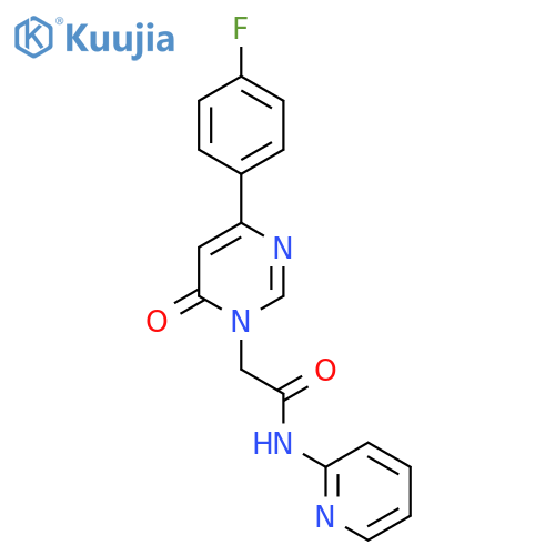 2-[4-(4-fluorophenyl)-6-oxo-1,6-dihydropyrimidin-1-yl]-N-(pyridin-2-yl)acetamide structure
