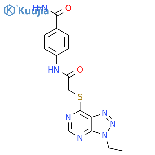 4-[2-({3-ethyl-3H-[1,2,3]triazolo[4,5-d]pyrimidin-7-yl}sulfanyl)acetamido]benzamide structure