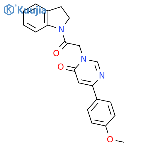 3-2-(2,3-dihydro-1H-indol-1-yl)-2-oxoethyl-6-(4-methoxyphenyl)-3,4-dihydropyrimidin-4-one structure