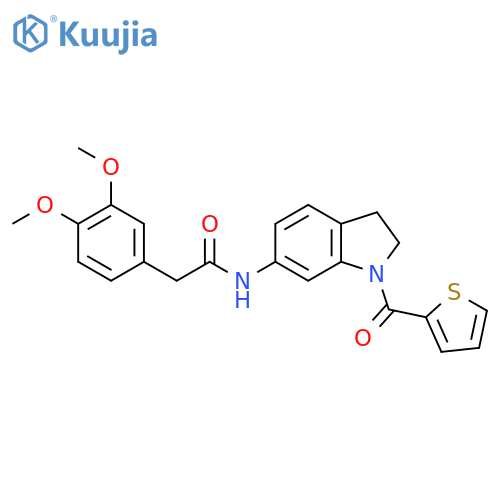 2-(3,4-dimethoxyphenyl)-N-1-(thiophene-2-carbonyl)-2,3-dihydro-1H-indol-6-ylacetamide structure