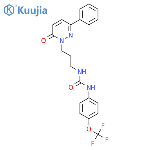 3-3-(6-oxo-3-phenyl-1,6-dihydropyridazin-1-yl)propyl-1-4-(trifluoromethoxy)phenylurea structure