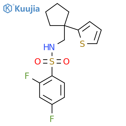 2,4-difluoro-N-{[1-(thiophen-2-yl)cyclopentyl]methyl}benzene-1-sulfonamide structure