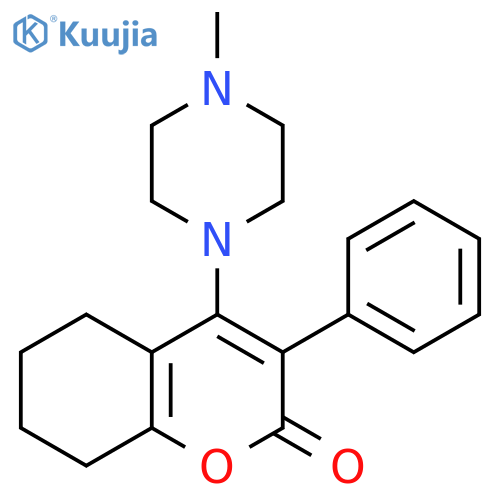 2H-1-Benzopyran-2-one,5,6,7,8-tetrahydro-4-(4-methyl-1-piperazinyl)-3-phenyl- structure