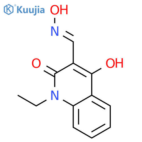 3-Quinolinecarboxaldehyde, 1-ethyl-1,2-dihydro-4-hydroxy-2-oxo-,3-oxime structure