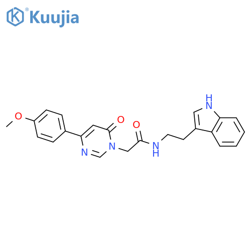 N-[2-(1H-indol-3-yl)ethyl]-2-[4-(4-methoxyphenyl)-6-oxo-1,6-dihydropyrimidin-1-yl]acetamide structure