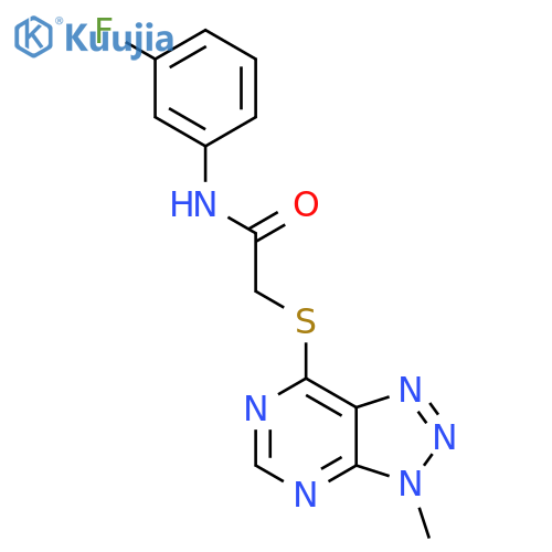 N-(3-fluorophenyl)-2-({3-methyl-3H-1,2,3triazolo4,5-dpyrimidin-7-yl}sulfanyl)acetamide structure