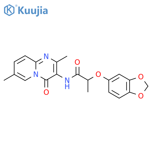 2-(2H-1,3-benzodioxol-5-yloxy)-N-{2,7-dimethyl-4-oxo-4H-pyrido1,2-apyrimidin-3-yl}propanamide structure