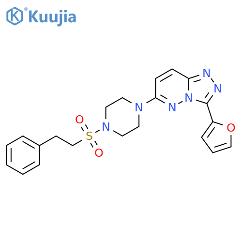 1-[3-(furan-2-yl)-[1,2,4]triazolo[4,3-b]pyridazin-6-yl]-4-(2-phenylethanesulfonyl)piperazine structure