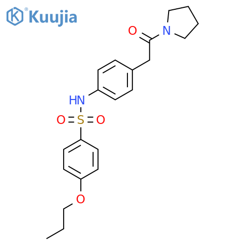 N-{4-[2-oxo-2-(pyrrolidin-1-yl)ethyl]phenyl}-4-propoxybenzene-1-sulfonamide structure