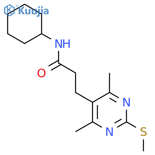 N-cyclohexyl-3-[4,6-dimethyl-2-(methylsulfanyl)pyrimidin-5-yl]propanamide structure